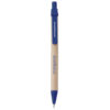 Recycled Cardboard Pen with blue trim, imprinted on clip and barrel
