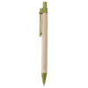 Recycled Cardboard Pen with green trim, side view blank