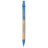 Recycled Cardboard Pen with light blue trim, imprinted on clip and barrel